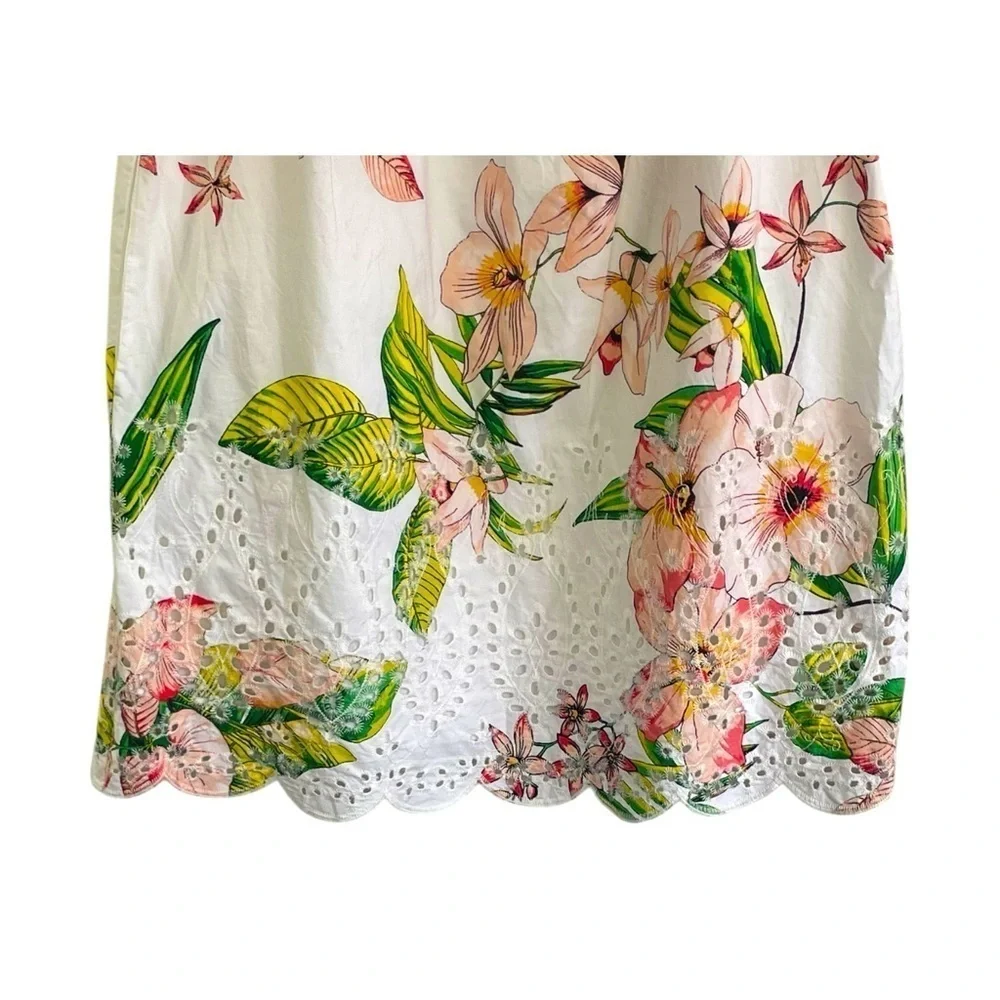 Ny & CO off the shoulder beautiful floral embroidered Eyelet white dress M - Picture 3 of 11